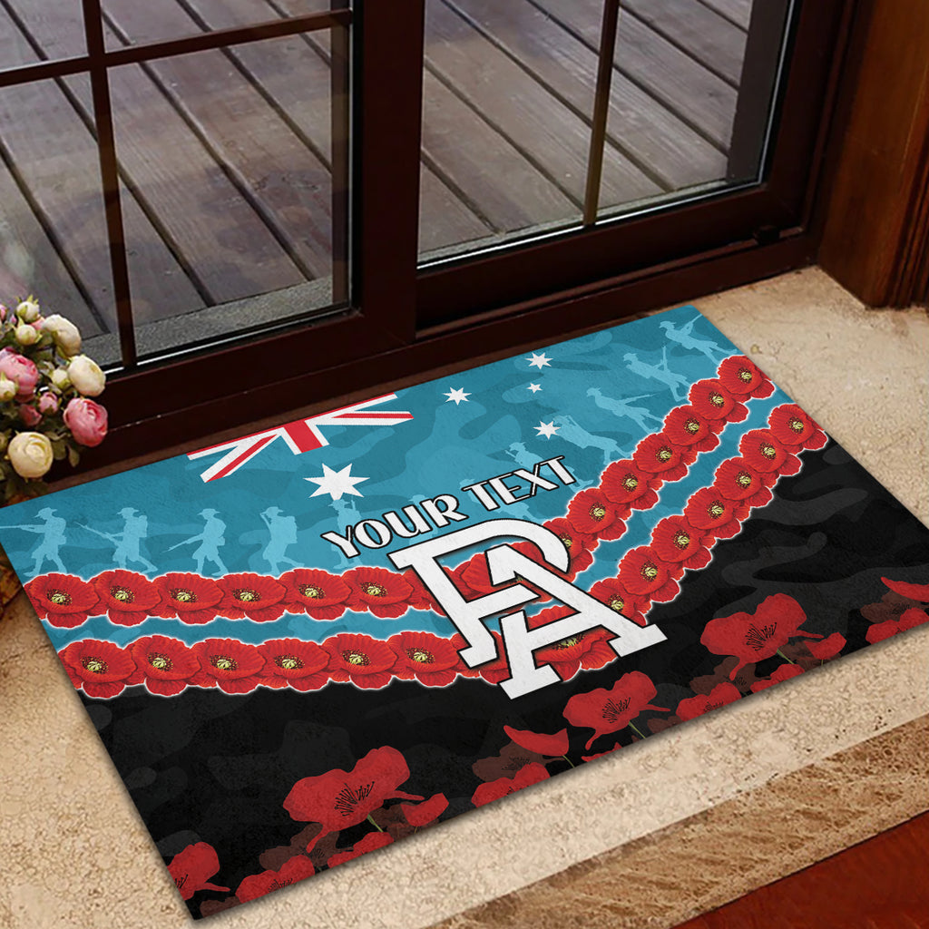 Custom Port Adelaide Power Football Rubber Doormat ANZAC Lest We Forget