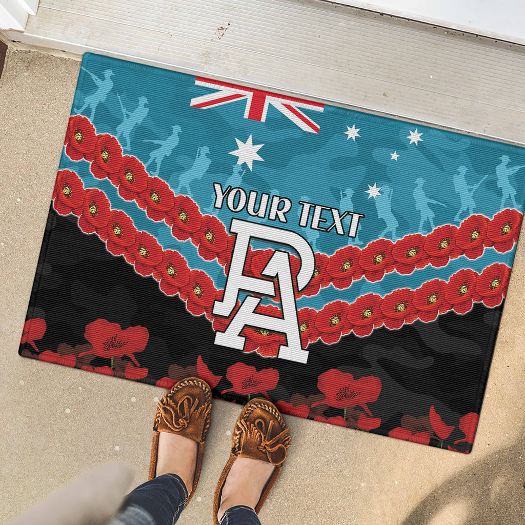 Custom Port Adelaide Power Football Rubber Doormat ANZAC Lest We Forget