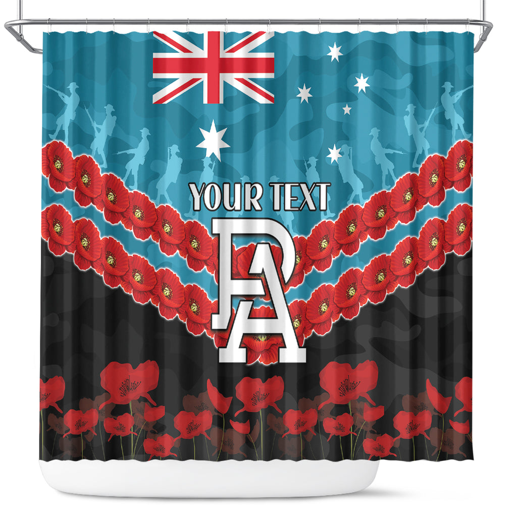 Custom Port Adelaide Power Football Shower Curtain ANZAC Lest We Forget