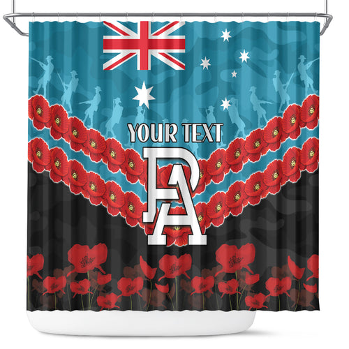Custom Port Adelaide Power Football Shower Curtain ANZAC Lest We Forget