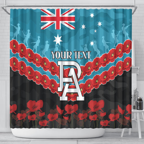 Custom Port Adelaide Power Football Shower Curtain ANZAC Lest We Forget
