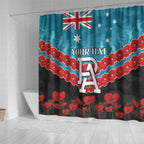 Custom Port Adelaide Power Football Shower Curtain ANZAC Lest We Forget