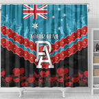 Custom Port Adelaide Power Football Shower Curtain ANZAC Lest We Forget