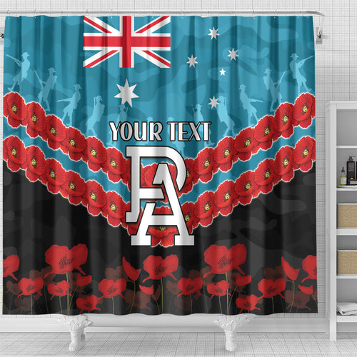 Custom Port Adelaide Power Football Shower Curtain ANZAC Lest We Forget
