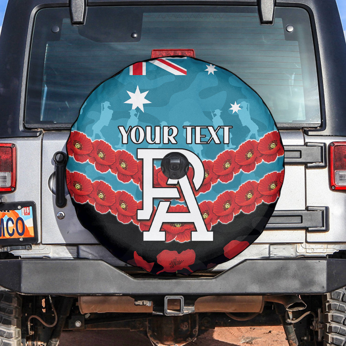 Custom Port Adelaide Power Football Spare Tire Cover ANZAC Lest We Forget