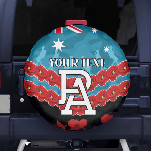 Custom Port Adelaide Power Football Spare Tire Cover ANZAC Lest We Forget