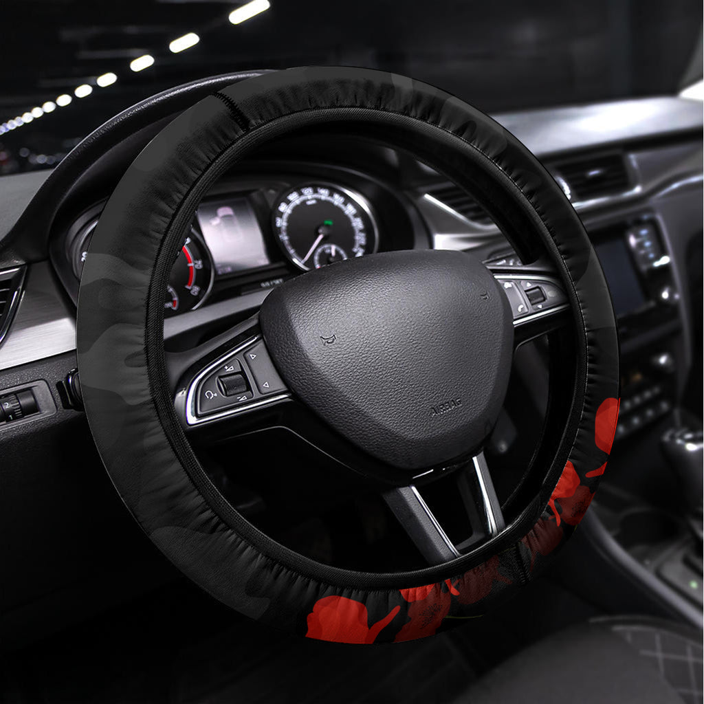Custom Port Adelaide Power Football Steering Wheel Cover ANZAC Lest We Forget