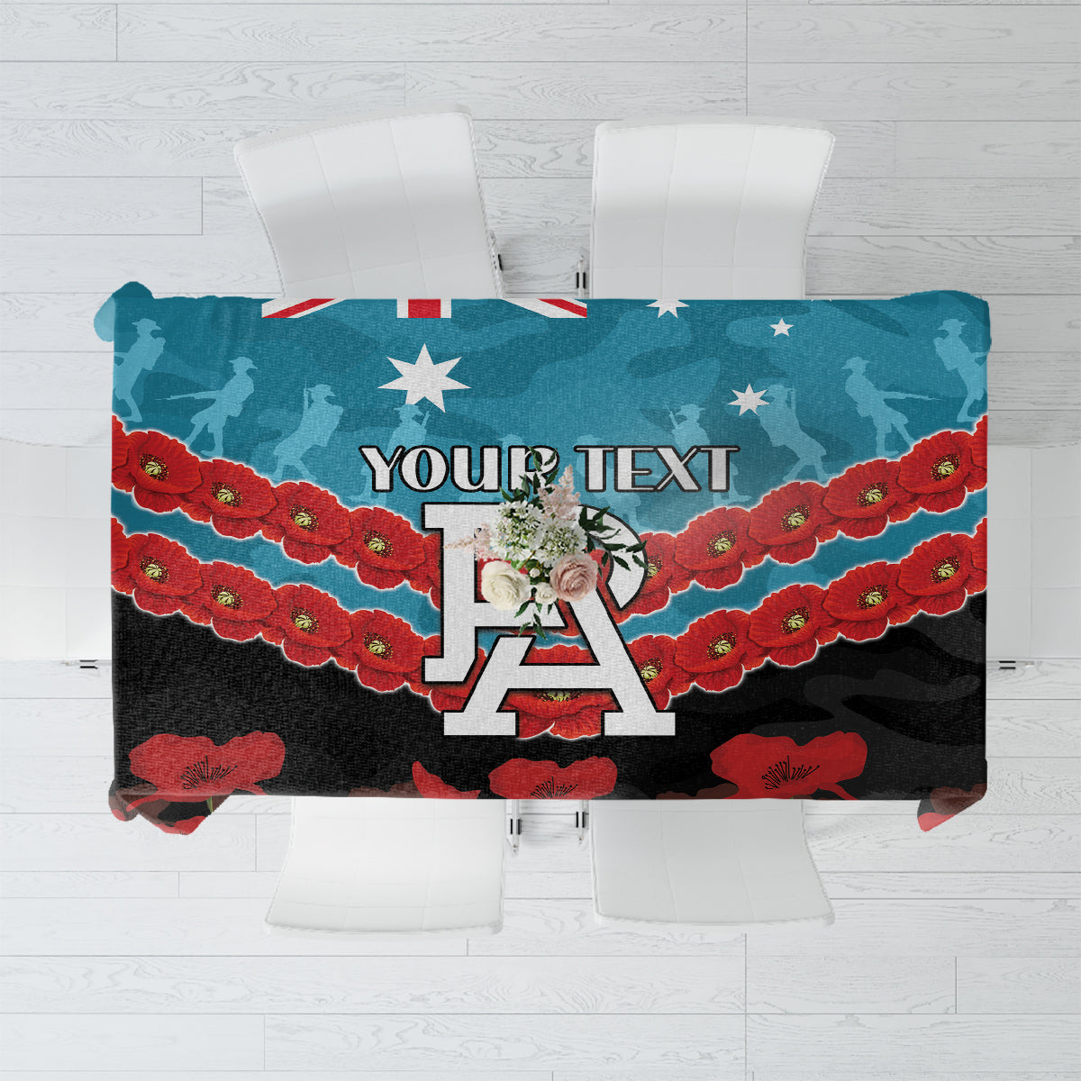 Custom Port Adelaide Power Football Tablecloth ANZAC Lest We Forget