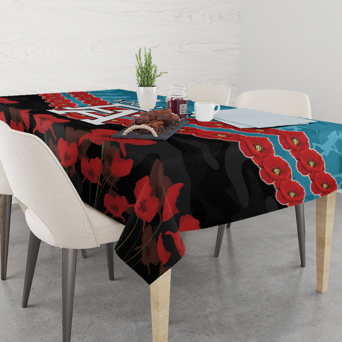 Custom Port Adelaide Power Football Tablecloth ANZAC Lest We Forget