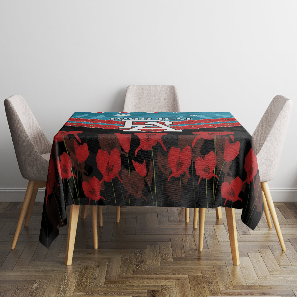 Custom Port Adelaide Power Football Tablecloth ANZAC Lest We Forget