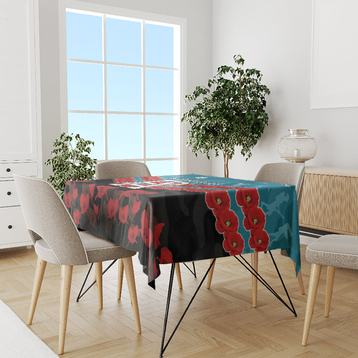 Custom Port Adelaide Power Football Tablecloth ANZAC Lest We Forget