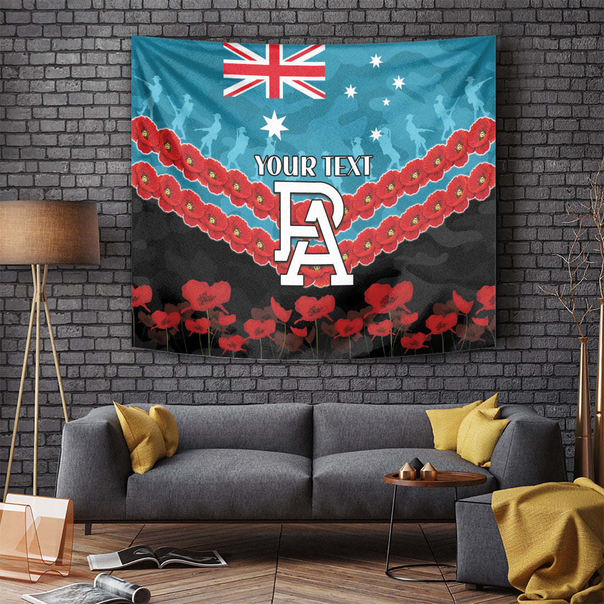 Custom Port Adelaide Power Football Tapestry ANZAC Lest We Forget