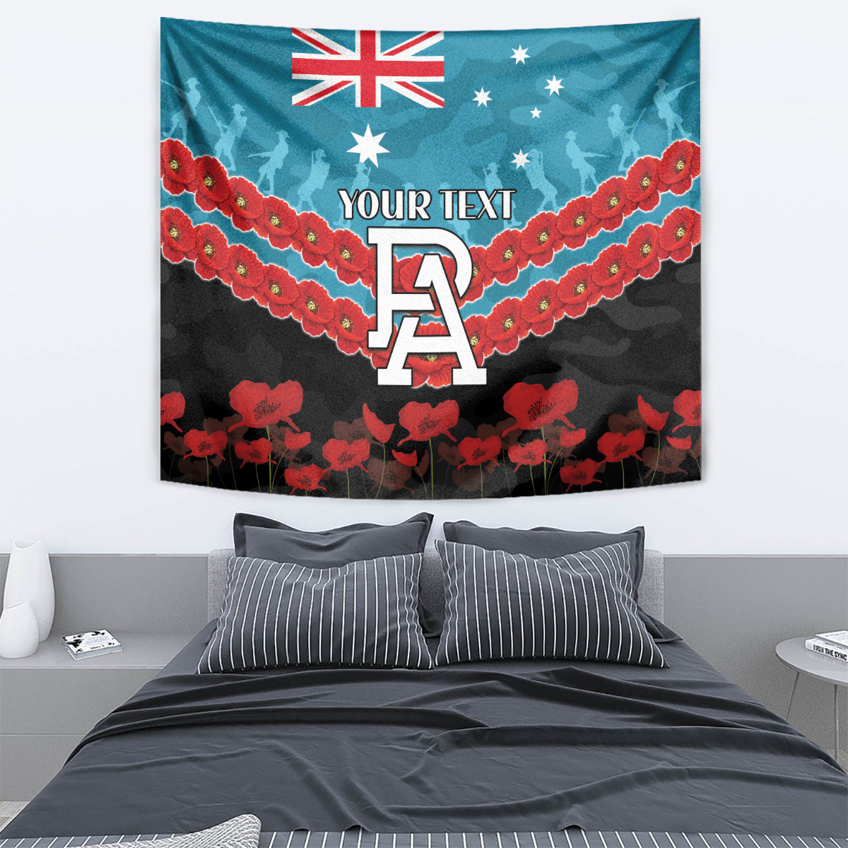 Custom Port Adelaide Power Football Tapestry ANZAC Lest We Forget