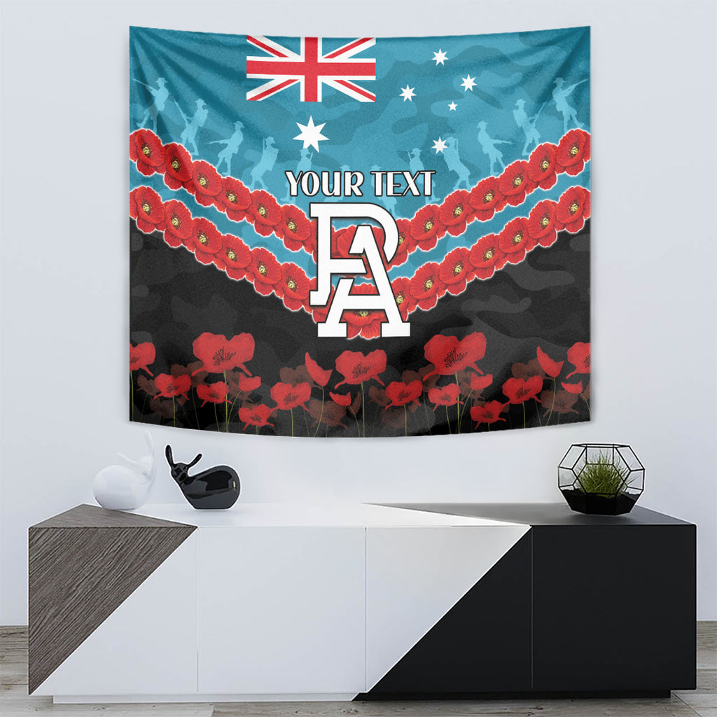 Custom Port Adelaide Power Football Tapestry ANZAC Lest We Forget