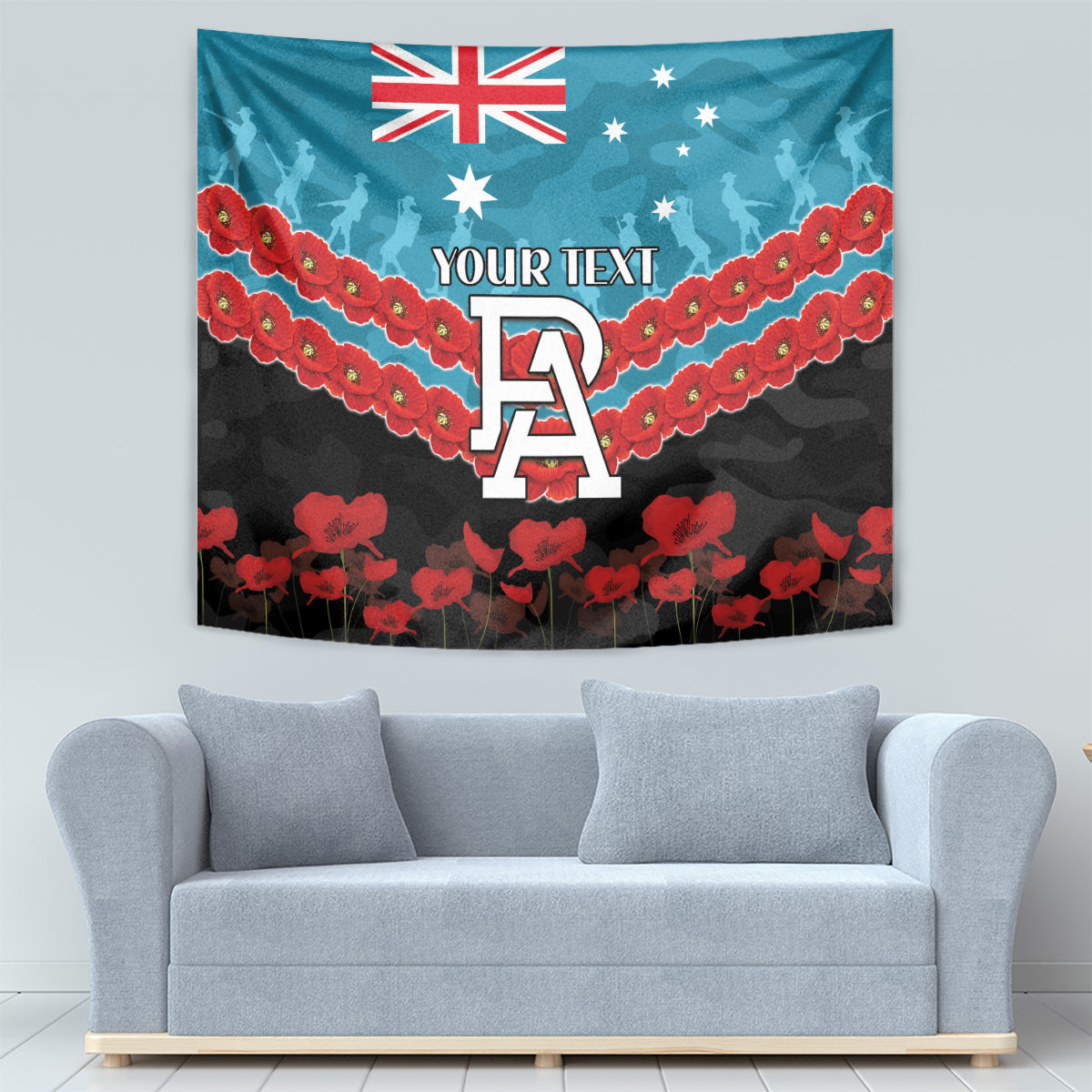 Custom Port Adelaide Power Football Tapestry ANZAC Lest We Forget