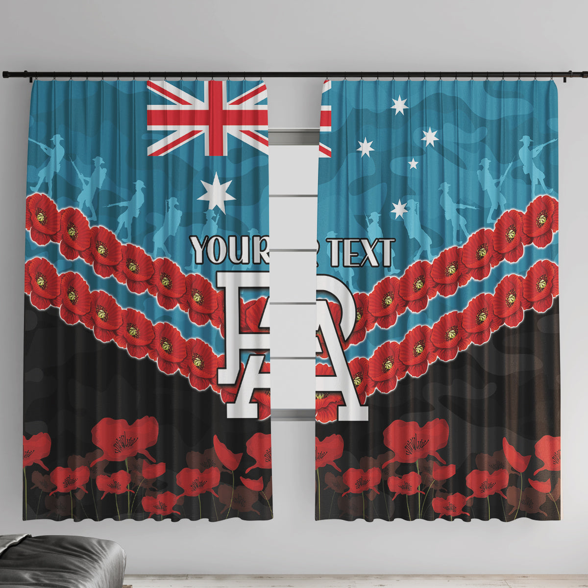 Custom Port Adelaide Power Football Window Curtain ANZAC Lest We Forget