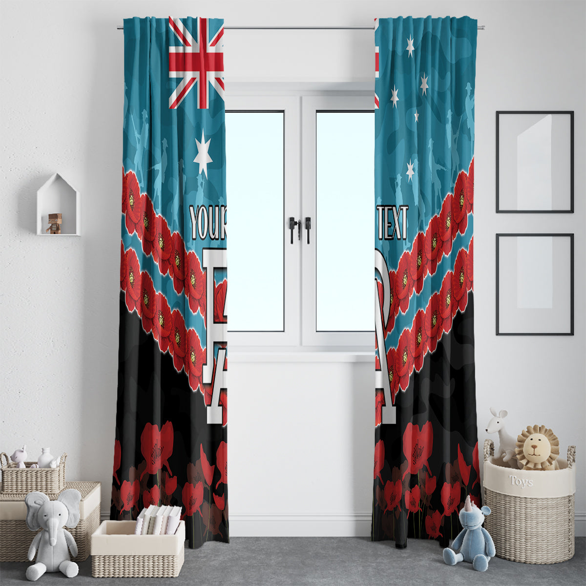 Custom Port Adelaide Power Football Window Curtain ANZAC Lest We Forget