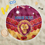 Custom Brisbane Lions Football Beach Blanket ANZAC Lest We Forget