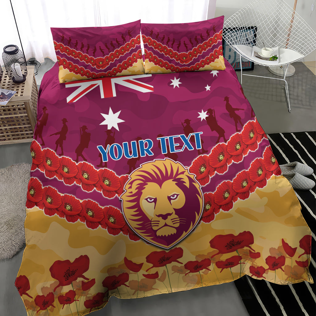 Custom Brisbane Lions Football Bedding Set ANZAC Lest We Forget