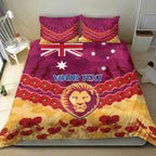 Custom Brisbane Lions Football Bedding Set ANZAC Lest We Forget