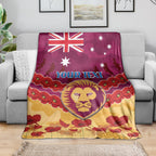 Custom Brisbane Lions Football Blanket ANZAC Lest We Forget