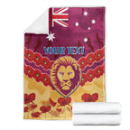 Custom Brisbane Lions Football Blanket ANZAC Lest We Forget