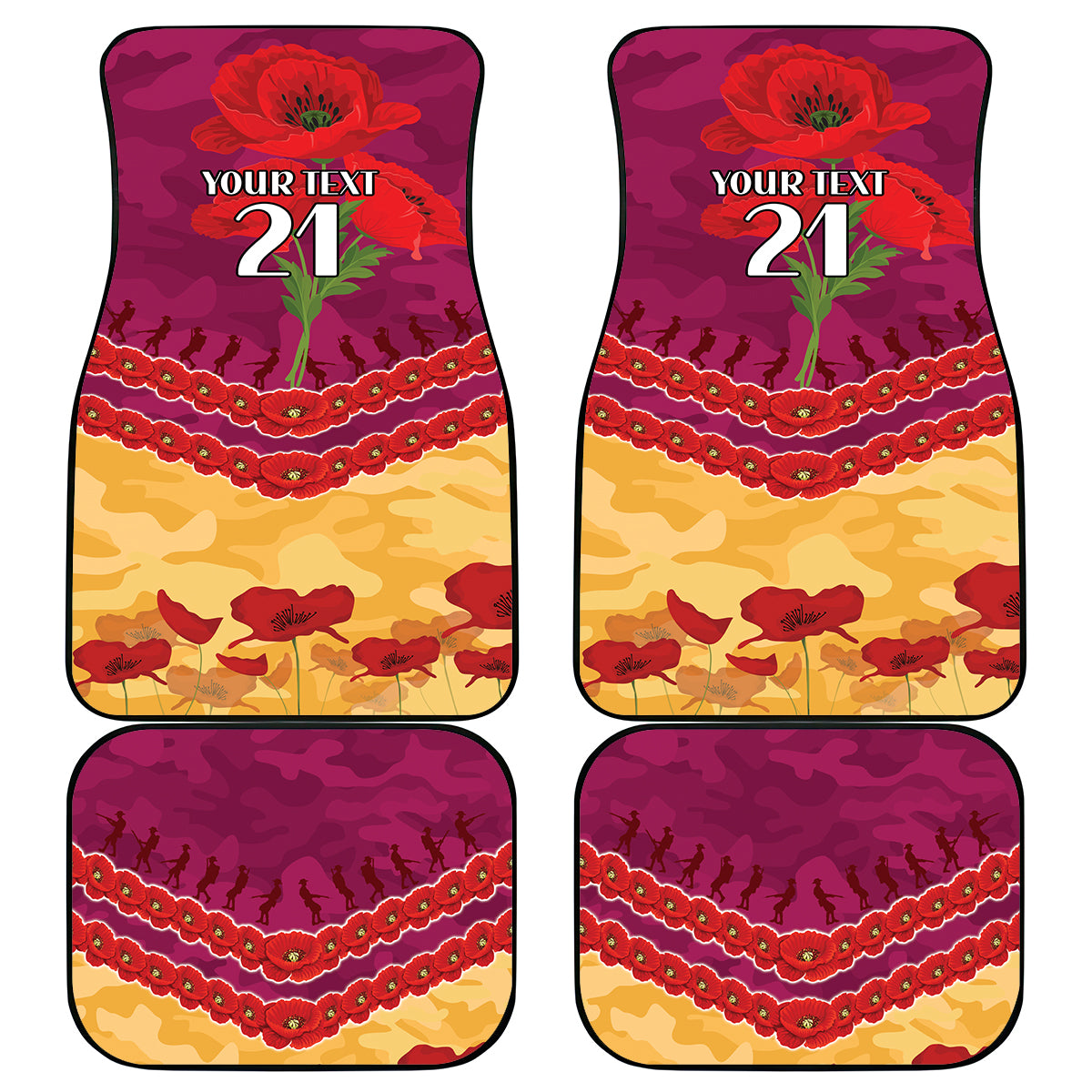 Custom Brisbane Lions Football Car Mats ANZAC Lest We Forget