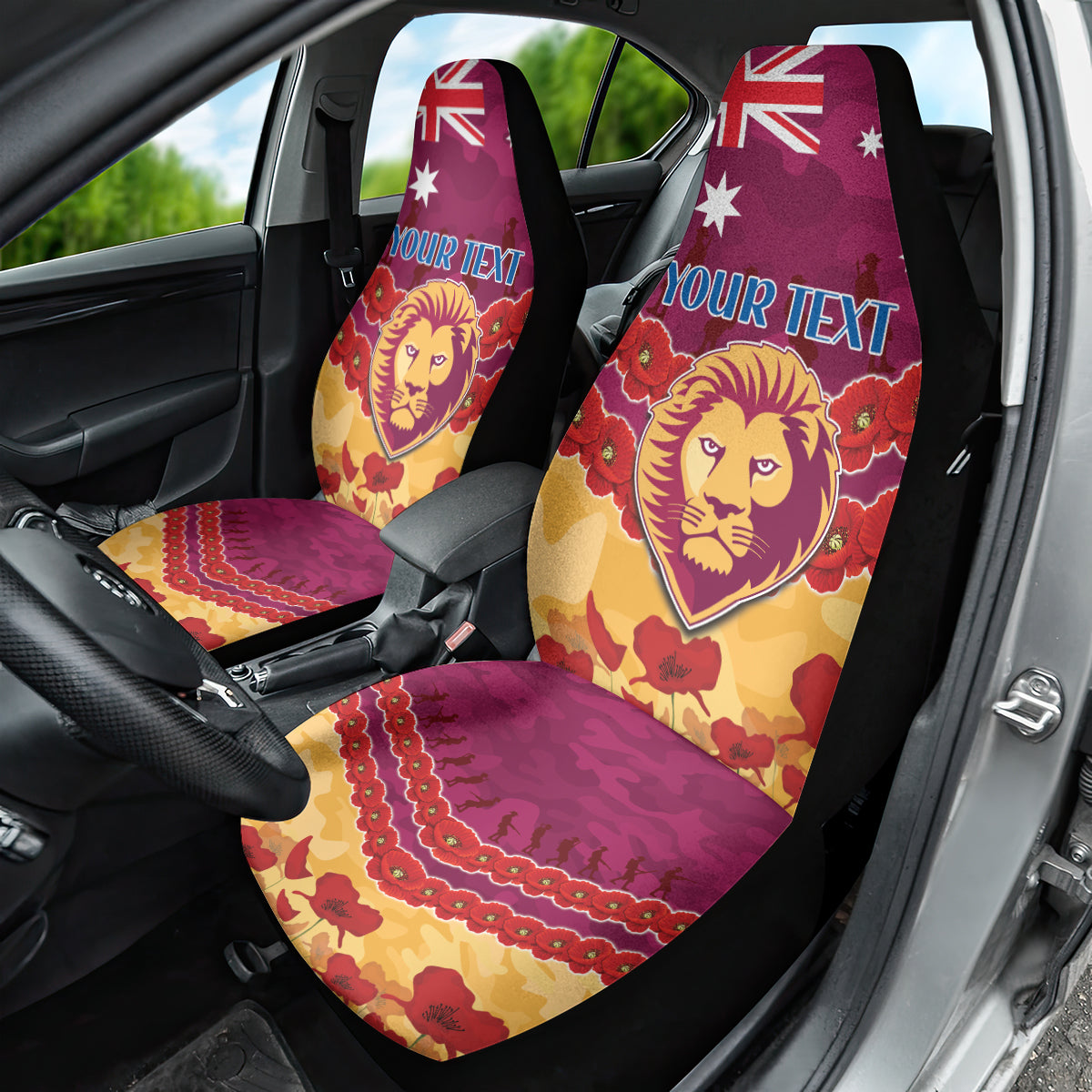 Custom Brisbane Lions Football Car Seat Cover ANZAC Lest We Forget