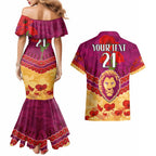 Custom Brisbane Lions Football Couples Matching Mermaid Dress and Hawaiian Shirt ANZAC Lest We Forget