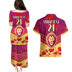 Custom Brisbane Lions Football Couples Matching Puletasi and Hawaiian Shirt ANZAC Lest We Forget