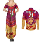 Custom Brisbane Lions Football Couples Matching Summer Maxi Dress and Long Sleeve Button Shirt ANZAC Lest We Forget