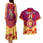 Custom Brisbane Lions Football Couples Matching Tank Maxi Dress and Hawaiian Shirt ANZAC Lest We Forget