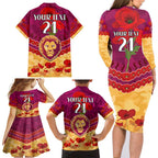 Custom Brisbane Lions Football Family Matching Long Sleeve Bodycon Dress and Hawaiian Shirt ANZAC Lest We Forget