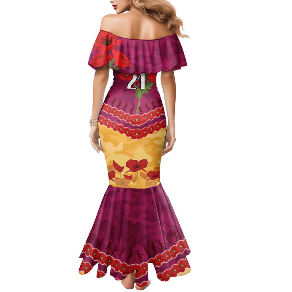 Custom Brisbane Lions Football Family Matching Mermaid Dress and Hawaiian Shirt ANZAC Lest We Forget