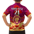 Custom Brisbane Lions Football Family Matching Off Shoulder Short Dress and Hawaiian Shirt ANZAC Lest We Forget