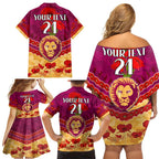 Custom Brisbane Lions Football Family Matching Off Shoulder Short Dress and Hawaiian Shirt ANZAC Lest We Forget
