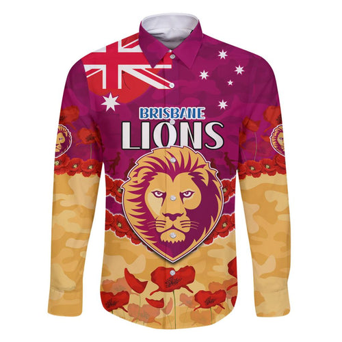 Custom Brisbane Lions Football Family Matching Off Shoulder Short Dress and Hawaiian Shirt ANZAC Lest We Forget