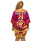 Custom Brisbane Lions Football Family Matching Off Shoulder Short Dress and Hawaiian Shirt ANZAC Lest We Forget