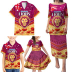 Custom Brisbane Lions Football Family Matching Puletasi and Hawaiian Shirt ANZAC Lest We Forget