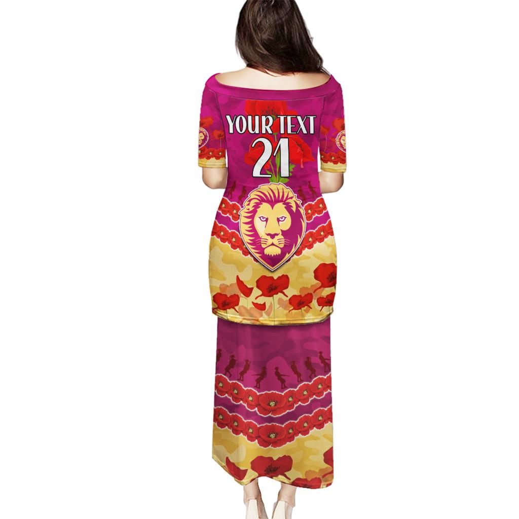 Custom Brisbane Lions Football Family Matching Puletasi and Hawaiian Shirt ANZAC Lest We Forget