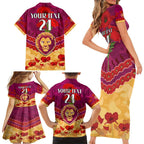 Custom Brisbane Lions Football Family Matching Short Sleeve Bodycon Dress and Hawaiian Shirt ANZAC Lest We Forget