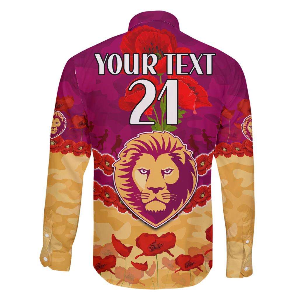 Custom Brisbane Lions Football Family Matching Short Sleeve Bodycon Dress and Hawaiian Shirt ANZAC Lest We Forget