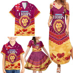Custom Brisbane Lions Football Family Matching Summer Maxi Dress and Hawaiian Shirt ANZAC Lest We Forget