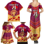 Custom Brisbane Lions Football Family Matching Summer Maxi Dress and Hawaiian Shirt ANZAC Lest We Forget