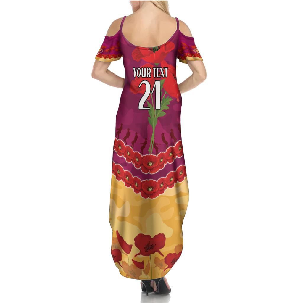 Custom Brisbane Lions Football Family Matching Summer Maxi Dress and Hawaiian Shirt ANZAC Lest We Forget