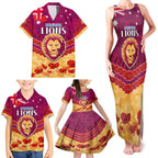 Custom Brisbane Lions Football Family Matching Tank Maxi Dress and Hawaiian Shirt ANZAC Lest We Forget