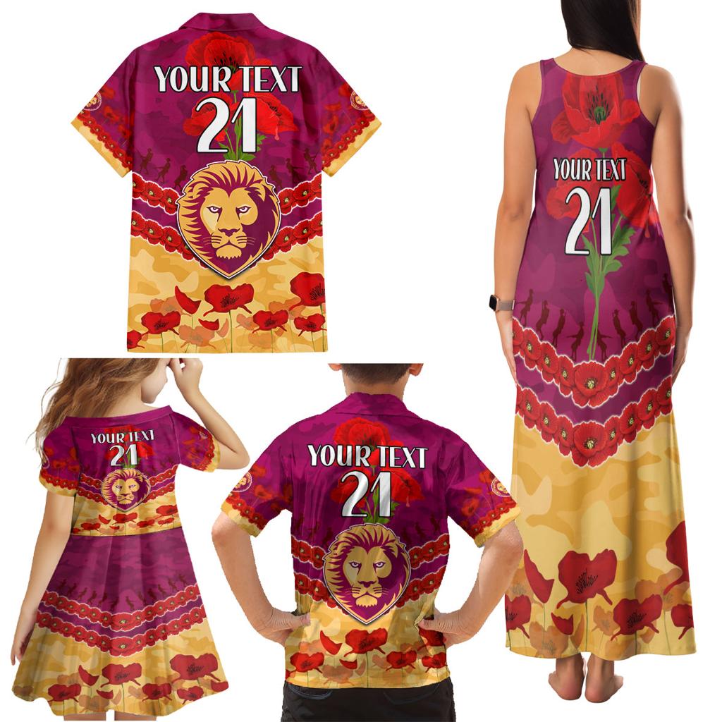 Custom Brisbane Lions Football Family Matching Tank Maxi Dress and Hawaiian Shirt ANZAC Lest We Forget