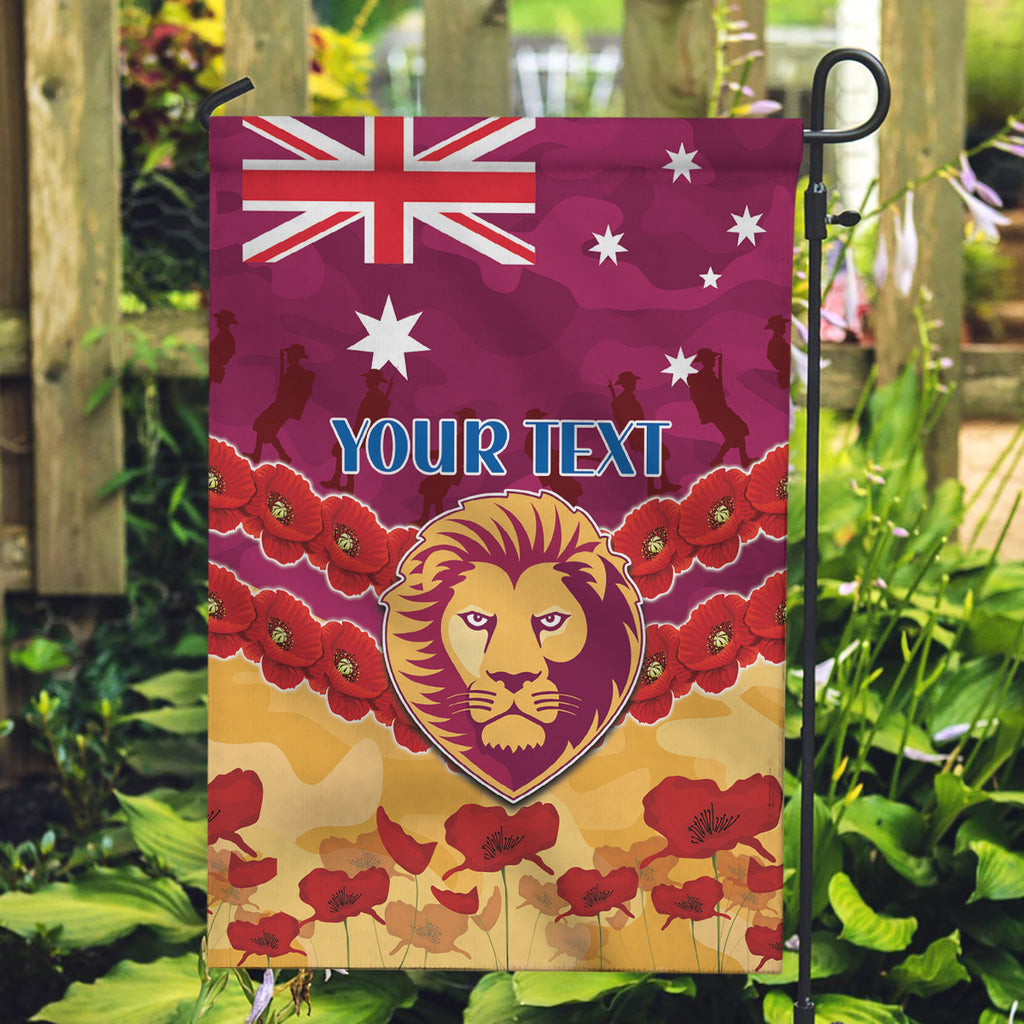 Custom Brisbane Lions Football Garden Flag ANZAC Lest We Forget