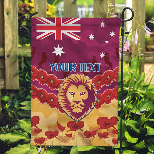 Custom Brisbane Lions Football Garden Flag ANZAC Lest We Forget