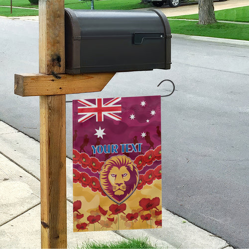 Custom Brisbane Lions Football Garden Flag ANZAC Lest We Forget